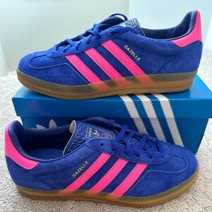 Adidas Gazelle, Blue Lucid Pink Size 7.5